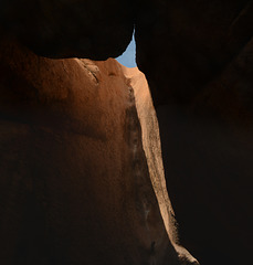 Namibia, Spitzkoppe Mountains, a Huge Crack Looks Like a Cave