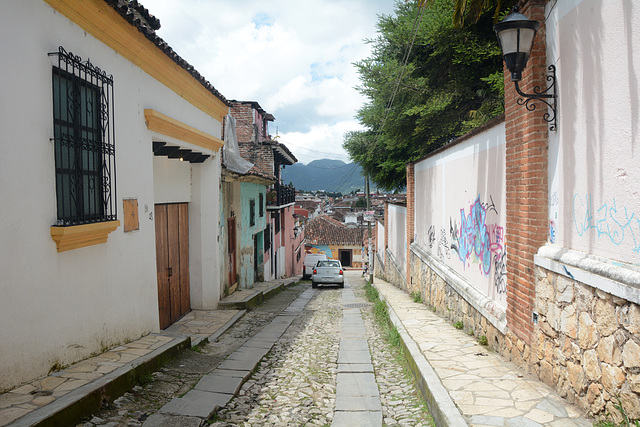 Mexico, Narrow Street in San Cristobal de las Casas
