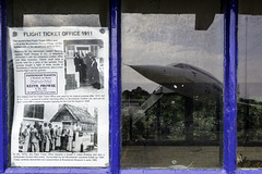 Brooklands 1911 Flight Ticket Office with Concord reflection.