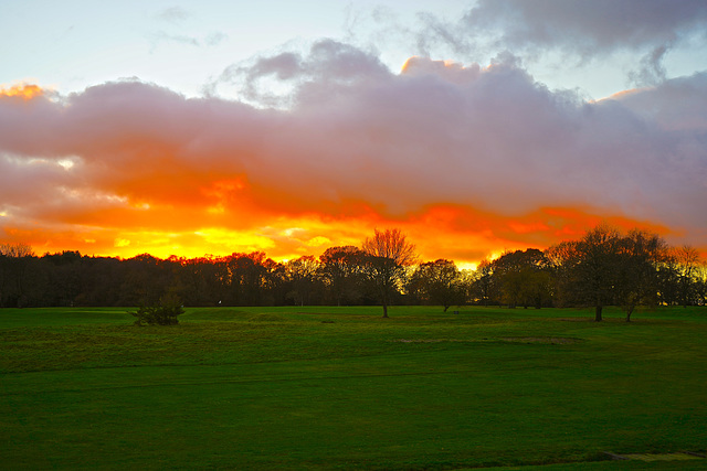 Sunset over the Crane Valley golf course