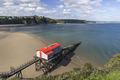 Tenby North Sands with Inshore Rescue Boat station
