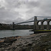 Menai suspension bridge connecting the island of Anglesey with the main land Wales