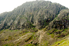Pavey Ark with Jacks Rake running from bottom right to top left 26th July 1990