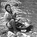 A big smile while washing clothes in the river - Chazuta