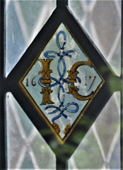 elmstead church, essex (26) c17 glass initials 1617