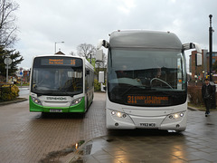 Stephensons 461 (EU60 CBF) and Mulleys YY63 WCO (LSK 819) in Newmarket - 15 Mar 2021 (P1080072)