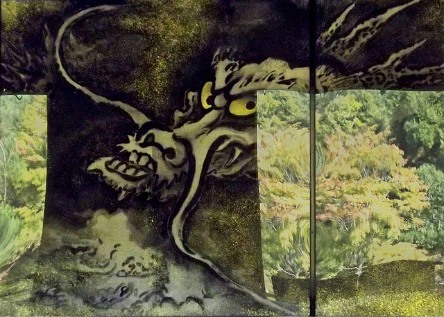 Dragon mural inside Tenryuji Temple