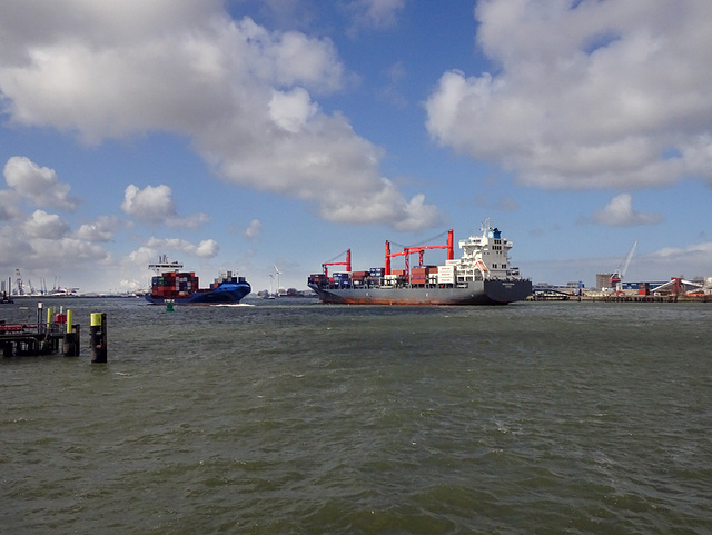 Nordserena leaving the port of Rotterdam.