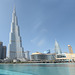 U.A.E., Dubai Mall with Burj Khalifa and Fountain Pool