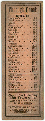 Philadelphia and Erie Railroad Ticket