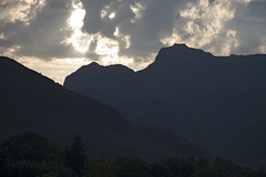 Sunset over the Langdale Pikes
