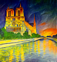 Notre Dame at Sunset