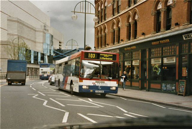 West Midlands Travel 1516 (R516 XOB) in Broad Street, Birmingham – 30 Jul 1998 (401-07)
