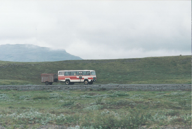 Mercedes-Benz coach with trailer near Gullfoss, Iceland - 22 July 2002 (489-16A)