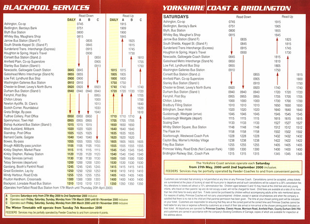 Primrose timetable Summer 2000 Page 2