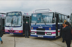 First Manchester 119 (T919 SSF) and 404 (G62 RND) at Showbus, Duxford – 26 September 1999 (424-15)