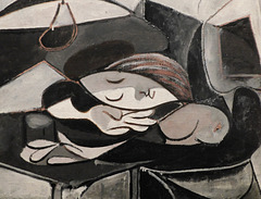 Detail of Woman Asleep at a Table by Picasso in the Metropolitan Museum of Art, January 2019