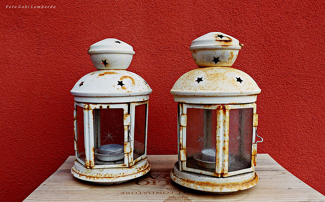 two rusty lamps