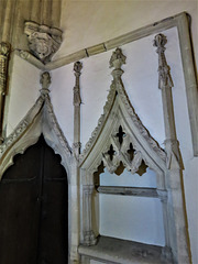 dorchester abbey church, oxon  early c14 detail of s.e. chapel with doorway and piscina(31)