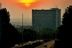 Sun down over the hospital