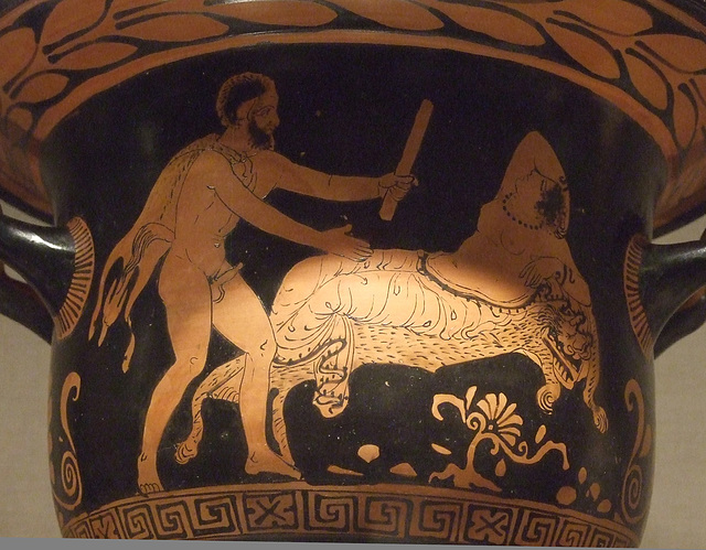 Detail of a Terracotta Bell Krater with a Satyr and a Maenad in the Metropolitan Museum of Art, January 2011