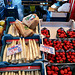 Asparagus and strawberries at the market