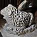 dorchester abbey church, lion on alabaster tomb of late c14 knight, c.1390 (46)