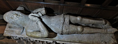 dorchester abbey church, alabaster tomb effigy of late c14 knight, c.1390, perhaps a member of the segrave family  (47)