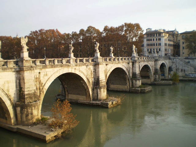 Saint Angel Bridge and Tiber River.