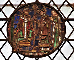 dorchester abbey church, oxonst birinus given a cross by the pope in a mid c13 roundel of glass  (54)