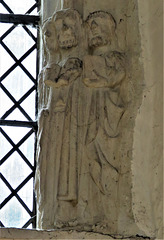 dorchester abbey church, oxon figures at the rear of the burial procession of st birinus on the c14 s.e. presbytery window(57)
