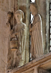 dorchester abbey church, oxon asperging cleric leading the burial procession of st birinus on the c14 s.e. presbytery window(58)