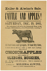 Cattles and Apples! Sale at the Greenawalt House, Elizabethtown, Pa., Dec. 19, 1885