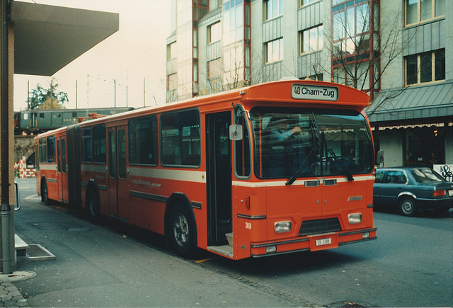 Zugerland Verkhersbetriebe (ZVB) 38 in Zug - 14 Nov 1987