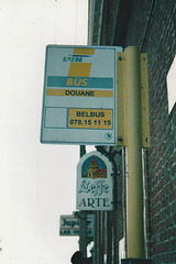 De Lijn bus stop sign at Oost Cappel - 25 Aug 2003