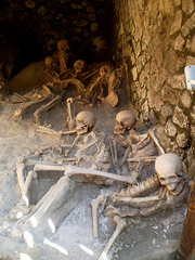 Skeletons of victims of Vesuvius' eruption.