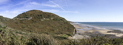Marros Sands and Top Castle hill fort panorama