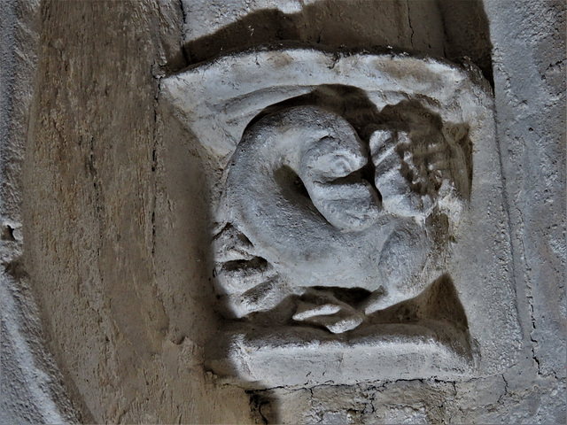 dorchester abbey church, oxon (beastie, detail of mid c14 sedilia c.1340