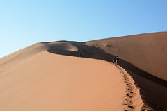 Namibia, Hiking on the Crest of the Big Daddy Dunes in the Sossusvlei National Park