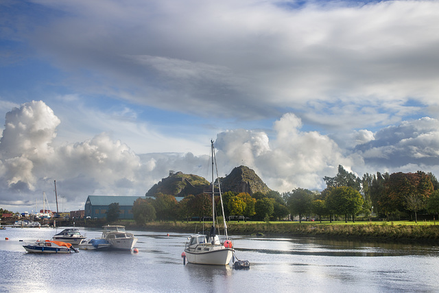 Dumbarton Rock and the River Leven from Dumbarton Quay