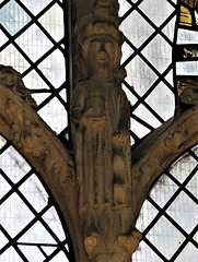 dorchester abbey church, oxon  figure holding book and scroll on mid c14 north chancel jesse window c.1340(90)