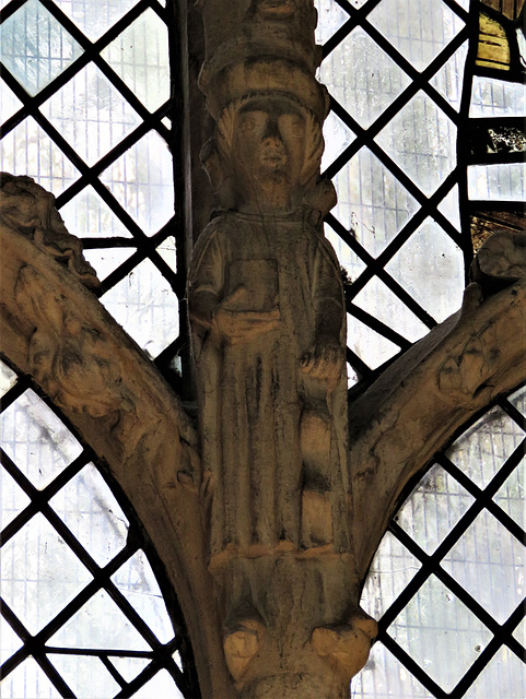 dorchester abbey church, oxon  figure holding book and scroll on mid c14 north chancel jesse window c.1340(90)