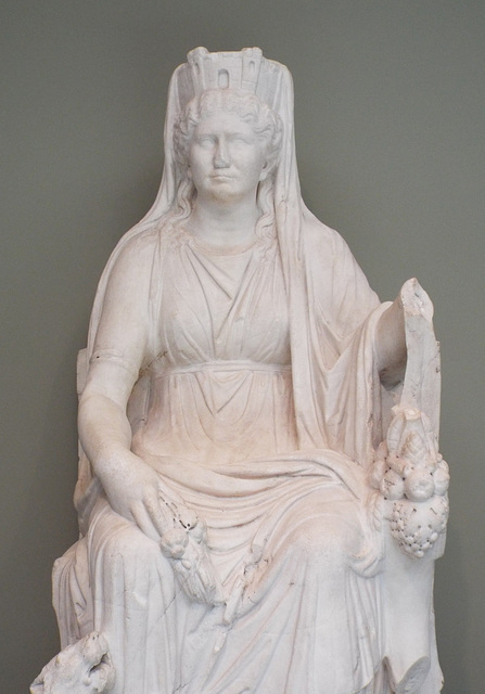Detail of a Portrait of a Woman as Cybele in the Getty Villa, June 2016