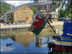 Welsh flag on the canal