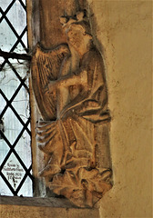 dorchester abbey church, oxon king david with harp on mid c14 north chancel jesse window c.1340(100)