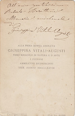 Giuseppina Vitali-Augusti's autograph at the back
