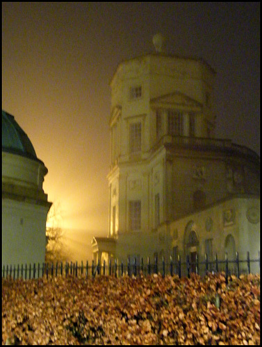 misty night at the observatory