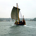 Saga Oseberg  under sail in sleet