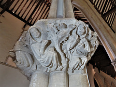 dorchester abbey church, oxon ,monks on a big c14 corbel attached to the nave arcade, presumed to be a statue base(114)