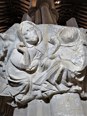 dorchester abbey church, oxon monks on a big c14 corbel attached to the nave arcade, presumed to be a statue base,(118)